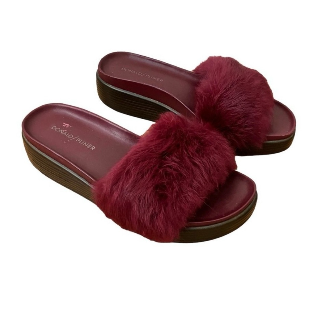 Donald J.Pliner Furfi Genuine Rabbit Fur Slide Sandal